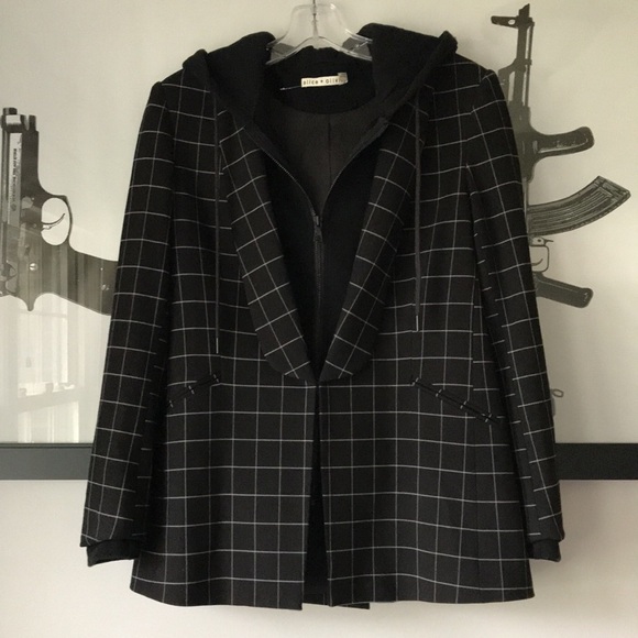 Alice + Olivia Skye layered look hooded blazer S - Picture 3 of 16